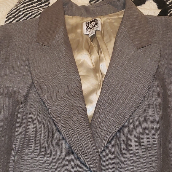 Anne Klein 10 brown tweed blazer - Picture 2 of 3